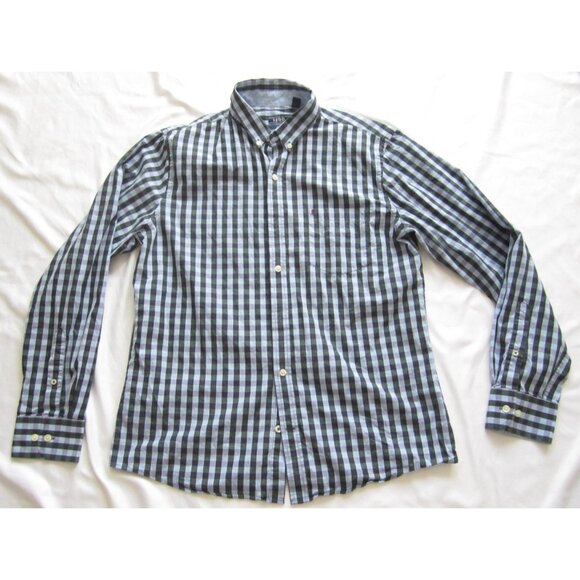 Men's Izod Slim Fit Button 100% Cotton Plaid Long Sleeve Shirt Sz L (MT645) - Picture 1 of 9